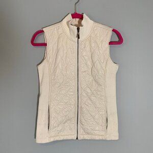 prAna cream oatmeal beige lightweight sleeveless mock neck‎ zipper winter vest